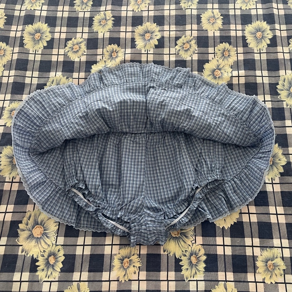 Aritzia Sunday Best Blue check Theo poplin skort size small NWOT - Picture 5 of 7